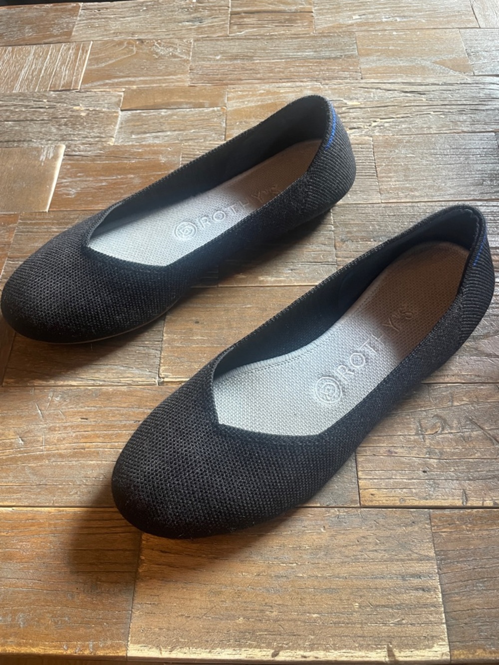 Rothy's The Flat Solid Black Knit Fabric Round Toe Flats - Picture 5 of 15
